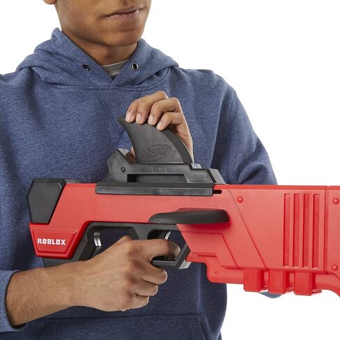 NERF Roblox MM2: Shark Seeker Dart Blaster، Shark-Fin Priming، 3 سهام ضخمة، رمز لفتح العنصر الافتراضي داخل اللعبة in Saudi Arabia
