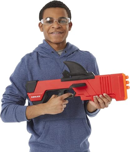 NERF Roblox MM2: Shark Seeker Dart Blaster، Shark-Fin Priming، 3 سهام ضخمة، رمز لفتح العنصر الافتراضي داخل اللعبة in Saudi Arabia