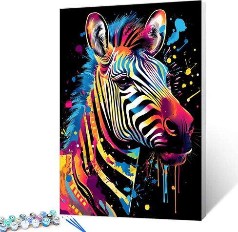 Tucocoo Graffiti Deer Paint by Numbers Kits with Brushes and Acrylic Pigment on Canvas Painting for Adults, Animal Realistic Cartoon Style Colourful for Home Wall Decor Gifts 16''x20'' (DIY Framed) in Kuwait