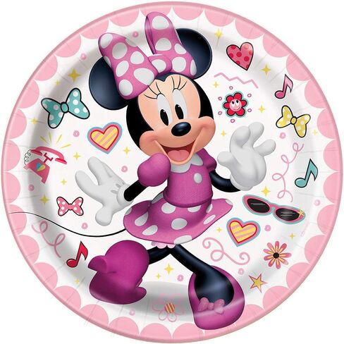 Unique Round Dessert Paper Plates - 7" | Minnie Mouse | 8 Pcs in Saudi Arabia