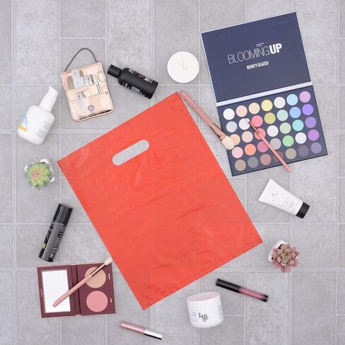 أكياس البضائع - 100 عبوة 100 كيس من البلاستيك مقاس 12 × 15 بوصة بحجم 1.25 مل للأعمال الصغيرة، وحقائب تسوق للبيع بالتجزئة متعددة الألوان مع مقابض بكميات كبيرة للبوتيكات والمتاجر وحفلات أعياد ميلاد الأطفال والهدايا والأشياء الجيدة، شكرًا لك in Kuwait