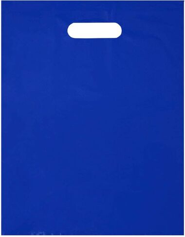 أكياس البضائع - 100 عبوة 100 كيس من البلاستيك مقاس 12 × 15 بوصة بحجم 1.25 مل للأعمال الصغيرة، وحقائب تسوق للبيع بالتجزئة متعددة الألوان مع مقابض بكميات كبيرة للبوتيكات والمتاجر وحفلات أعياد ميلاد الأطفال والهدايا والأشياء الجيدة، شكرًا لك in Kuwait