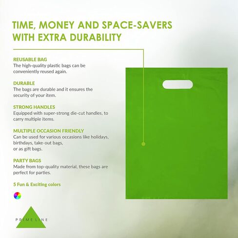 أكياس البضائع - 100 عبوة 100 كيس من البلاستيك مقاس 12 × 15 بوصة بحجم 1.25 مل للأعمال الصغيرة، وحقائب تسوق للبيع بالتجزئة متعددة الألوان مع مقابض بكميات كبيرة للبوتيكات والمتاجر وحفلات أعياد ميلاد الأطفال والهدايا والأشياء الجيدة، شكرًا لك in Kuwait