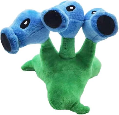 JHESAO 7" Pea Plants and Zombies vs Peashooter Plush Toys Threepeater PVZ Plush 1 2 Stuffed Soft Doll Three-Heads Ice Pea Toy New in Saudi Arabia