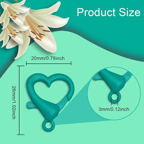50 قطعة من مشابك مخلب جراد البحر، خطافات مشبكية لطيفة على شكل قلب من SIKFON لمحفظة بطاقة الهوية وسحاب سحب الحرف اليدوية سلسلة مفاتيح وحلقة مفاتيح وإكسسوارات ألعاب (متعددة الألوان) in Kuwait