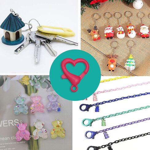 50 قطعة من مشابك مخلب جراد البحر، خطافات مشبكية لطيفة على شكل قلب من SIKFON لمحفظة بطاقة الهوية وسحاب سحب الحرف اليدوية سلسلة مفاتيح وحلقة مفاتيح وإكسسوارات ألعاب (متعددة الألوان) in Kuwait