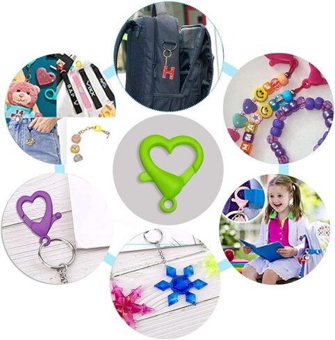 50 قطعة من مشابك مخلب جراد البحر، خطافات مشبكية لطيفة على شكل قلب من SIKFON لمحفظة بطاقة الهوية وسحاب سحب الحرف اليدوية سلسلة مفاتيح وحلقة مفاتيح وإكسسوارات ألعاب (متعددة الألوان) in Kuwait