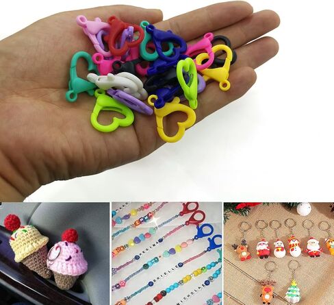 50 قطعة من مشابك مخلب جراد البحر، خطافات مشبكية لطيفة على شكل قلب من SIKFON لمحفظة بطاقة الهوية وسحاب سحب الحرف اليدوية سلسلة مفاتيح وحلقة مفاتيح وإكسسوارات ألعاب (متعددة الألوان) in Kuwait