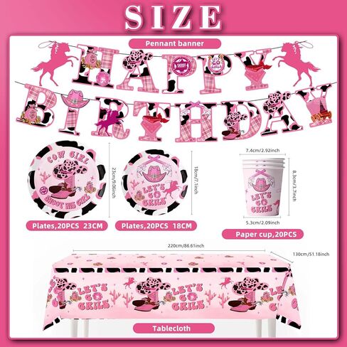 Party Supplies for Western Cowboy Jazz Hat Wind Theme Birthday Party Decoration Set Pull Flag Cake Insert Sign Balloon Tablecloth Dinner Plates Cups Straws Paper Towels for 20 Guests in Kuwait