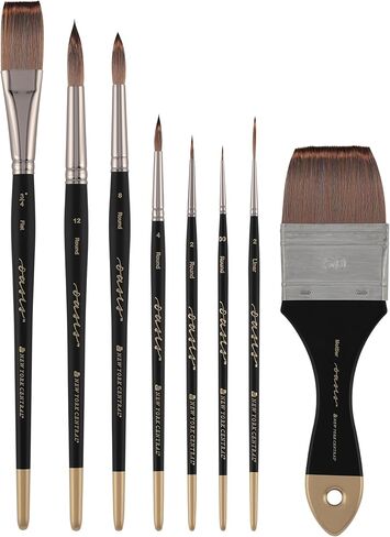 فرش نيويورك سنترال أواسيس الاصطناعية الفاخرة - فرش الألوان المائية الاحترافية للفنانين والرسم والطلاب والاستوديوهات والمزيد! - [المجموعة الأساسية المكونة من 8] in Kuwait