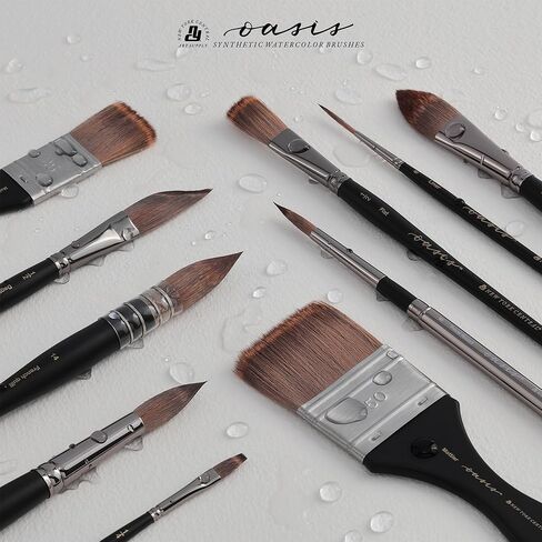 فرش نيويورك سنترال أواسيس الاصطناعية الفاخرة - فرش الألوان المائية الاحترافية للفنانين والرسم والطلاب والاستوديوهات والمزيد! - [المجموعة الأساسية المكونة من 8] in Kuwait