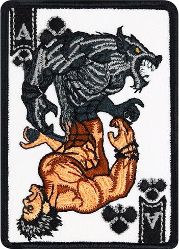 Werewolf Patch Ace Card Premium Werewolf Badge | Embroidered Card Game Fighter Iron-on/sew on | Upgrade Clothing Designer Patches for Jeans, Jackets, Backpacks, Hats, Shirts - 2.36X3.14 in in Saudi Arabia