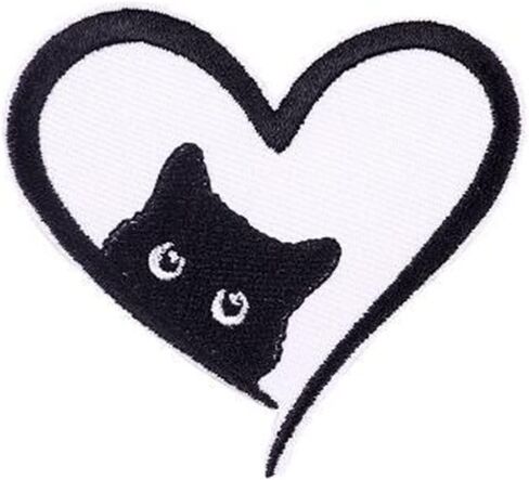 رقعة القط الحديد على الرقع المطرزة للملابس، وجه القطة السوداء في الرقع على شكل قلب على شارة مطرزة، رقعة الحيوان للملابس، الجينز، تي شيرت، قبعات الأحذية، ملصقات in Kuwait