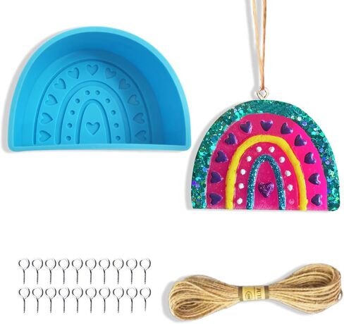 Rainbow Heart Car Freshie Mold, Rifanda Car Freshie Silicone Mold for Aroma Beads, Car Freshies Supplies, Soap Candle Wax Clay Plaster Mold for DIY Epoxy Resin Craft, Valentine’s Day, Home Decoration in Kuwait