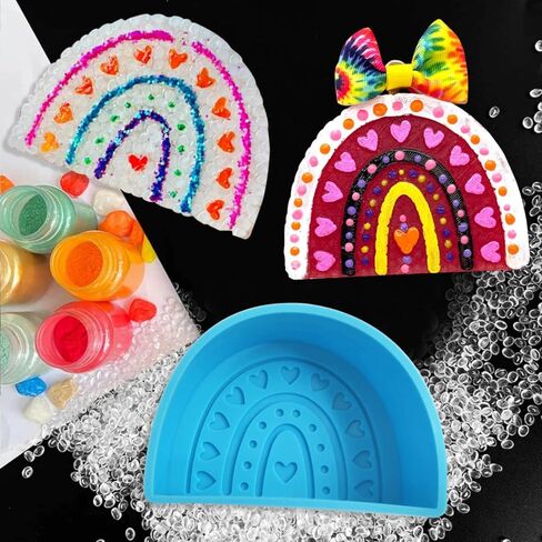Rainbow Heart Car Freshie Mold, Rifanda Car Freshie Silicone Mold for Aroma Beads, Car Freshies Supplies, Soap Candle Wax Clay Plaster Mold for DIY Epoxy Resin Craft, Valentine’s Day, Home Decoration in Kuwait