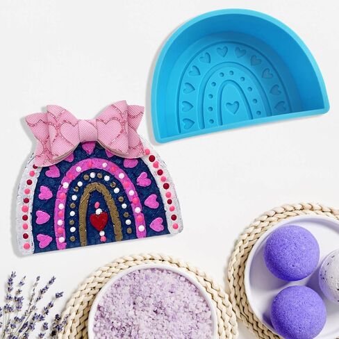 Rainbow Heart Car Freshie Mold, Rifanda Car Freshie Silicone Mold for Aroma Beads, Car Freshies Supplies, Soap Candle Wax Clay Plaster Mold for DIY Epoxy Resin Craft, Valentine’s Day, Home Decoration in Kuwait