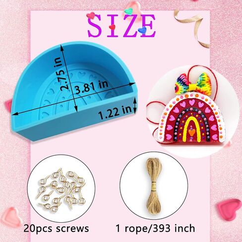 Rainbow Heart Car Freshie Mold, Rifanda Car Freshie Silicone Mold for Aroma Beads, Car Freshies Supplies, Soap Candle Wax Clay Plaster Mold for DIY Epoxy Resin Craft, Valentine’s Day, Home Decoration in Kuwait