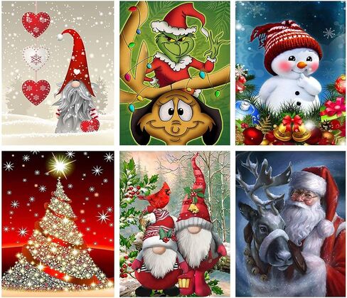 6 عبوات من مجموعات الرسم الماسي للبالغين - مجموعات رسم ماسي 5D للبالغين والاطفال والمبتدئين، لوحات حفر كاملة ذاتية الصنع مع الماس والاحجار الكريمة للبالغين، ديكور حائط المنزل 11.8 × 15.7 انش in Kuwait