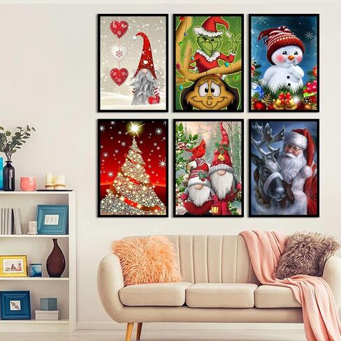 6 عبوات من مجموعات الرسم الماسي للبالغين - مجموعات رسم ماسي 5D للبالغين والاطفال والمبتدئين، لوحات حفر كاملة ذاتية الصنع مع الماس والاحجار الكريمة للبالغين، ديكور حائط المنزل 11.8 × 15.7 انش in Kuwait