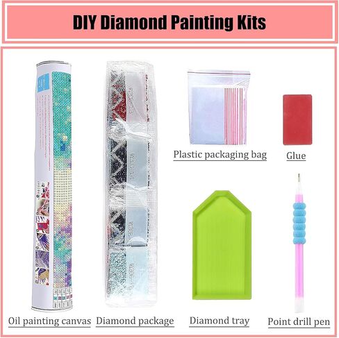 6 عبوات من مجموعات الرسم الماسي للبالغين - مجموعات رسم ماسي 5D للبالغين والاطفال والمبتدئين، لوحات حفر كاملة ذاتية الصنع مع الماس والاحجار الكريمة للبالغين، ديكور حائط المنزل 11.8 × 15.7 انش in Kuwait