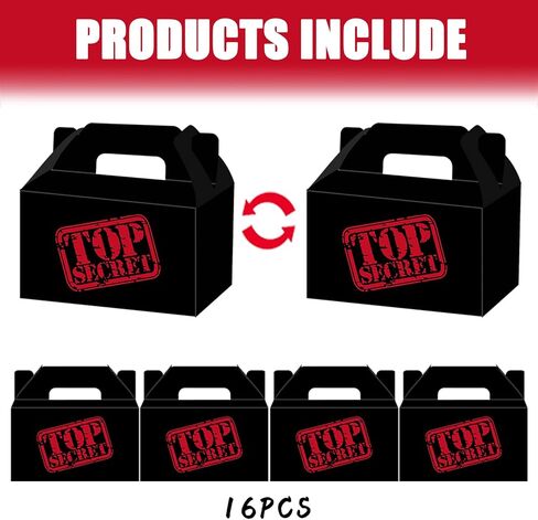 16 قطعة من صناديق هدايا الحفلات من توب سيكريت مع مقبض لغرف الهروب وهدايا الحفلات والطوابع السرية وأنشطة الفريق، صناديق هدايا عيد ميلاد سري للغاية ولوازم تزيين حفلات التجسس in Kuwait