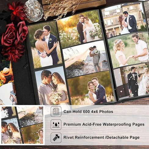ألبوم صور زفاف Lanpn مقاس 4x6 1000 صورة جيب سهلة الارتداء، غطاء من الكتان سعة كبيرة لألبوم نافذة الزواج حديثي الولادة يحمل 1000 صورة عمودية أفقية (السيد والسيدة، أبيض) in Kuwait