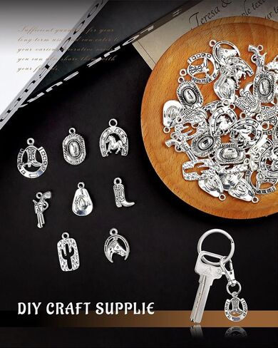 YETOOME 48 Pieces Western Cowboy Charms for Jewelry Making, Western Horse Boot Charms Antique Silver Alloy Pendants Charms for Bracelet Earrings Necklace Jewelry Making (8 Styles) in Saudi Arabia