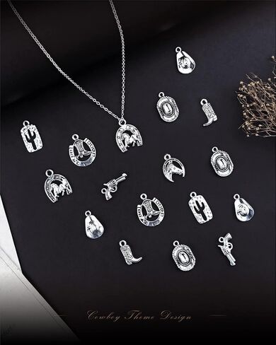 YETOOME 48 Pieces Western Cowboy Charms for Jewelry Making, Western Horse Boot Charms Antique Silver Alloy Pendants Charms for Bracelet Earrings Necklace Jewelry Making (8 Styles) in Saudi Arabia
