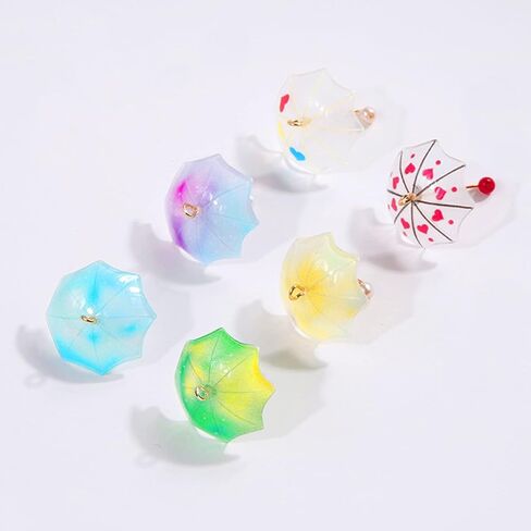 18 Pcs 6 Colors Acrylic Umbrella Charms Pendant Mini Pearl Umbrella Pendant Brass Ring Umbrella Pendant for Earrings Necklace Making Craft Accessories in Kuwait