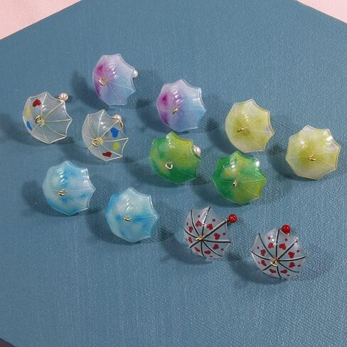 18 Pcs 6 Colors Acrylic Umbrella Charms Pendant Mini Pearl Umbrella Pendant Brass Ring Umbrella Pendant for Earrings Necklace Making Craft Accessories in Kuwait