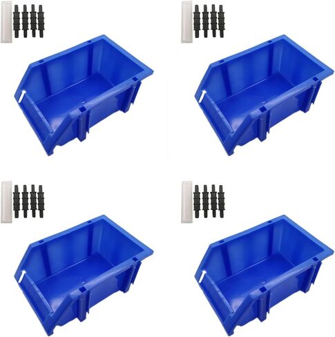 منظم قطع أدوات 4 قطع من شركة دويتكس، رف من قطع أجزاء صلبة للفم المائل، صناديق تخزين متعددة الاستخدامات، منظم الخرز، تخزين الحرف اليدوية، أزرق in Kuwait