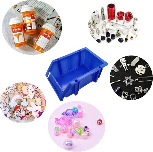 منظم قطع أدوات 4 قطع من شركة دويتكس، رف من قطع أجزاء صلبة للفم المائل، صناديق تخزين متعددة الاستخدامات، منظم الخرز، تخزين الحرف اليدوية، أزرق in Kuwait