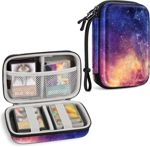 CaseBot Cards Case Compatible with PM TCG Cards, Hard Shell Shockproof Game Card Storage Holder Fits Up to 320 Cards with 2 Removable Dividers and Hand Strap, Galaxy in Kuwait