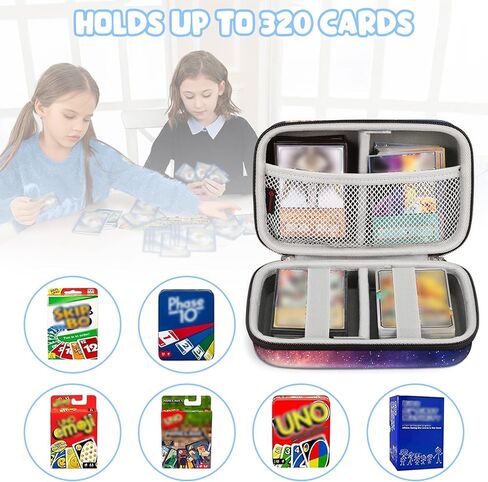 CaseBot Cards Case Compatible with PM TCG Cards, Hard Shell Shockproof Game Card Storage Holder Fits Up to 320 Cards with 2 Removable Dividers and Hand Strap, Galaxy in Kuwait