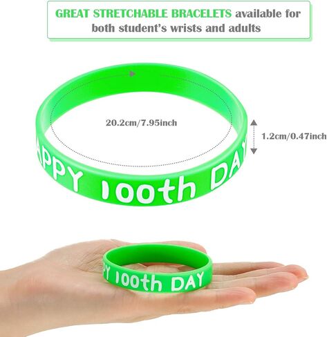 WILLBOND Happy 100th Day Silicone Wristbands Rubber Bracelets Assorted Color 100th Day of School Party Supplies Decoration in Saudi Arabia