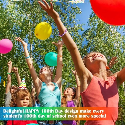 WILLBOND Happy 100th Day Silicone Wristbands Rubber Bracelets Assorted Color 100th Day of School Party Supplies Decoration in Saudi Arabia