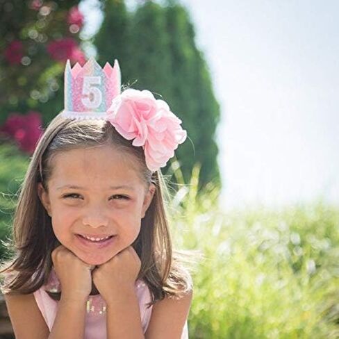 Baby 5th Birthday Rainbow Hat - Soft Rainbow Birthday Crown hat, Baby Birthday Photo Props, Mini Rainbow Crown Party Decorations. in Saudi Arabia