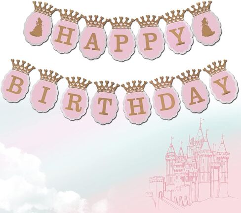 لافتة عيد ميلاد سعيد للبنات من اوزكزز. اسكالوب زهري، تاج وحروف من رقائق الذهب، زينة عيد ميلاد على شكل تاج in Kuwait