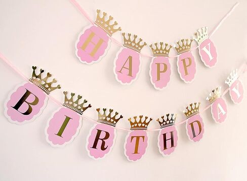 لافتة عيد ميلاد سعيد للبنات من اوزكزز. اسكالوب زهري، تاج وحروف من رقائق الذهب، زينة عيد ميلاد على شكل تاج in Kuwait