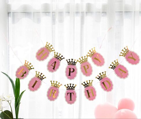 لافتة عيد ميلاد سعيد للبنات من اوزكزز. اسكالوب زهري، تاج وحروف من رقائق الذهب، زينة عيد ميلاد على شكل تاج in Kuwait