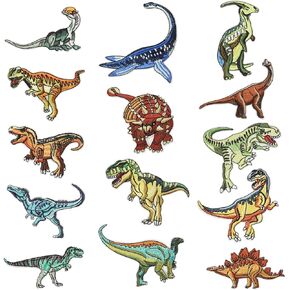 Aucuu 14 حزمة من الرقع المطرزة على شكل ديناصور، مزخرفة للملابس، والقبعات، والجينز، والسترات، والفساتين، والكي أو الخياطة على الرقع، وإكسسوارات تزيين لطيفة DIY لملابس الأولاد والبنات in Kuwait