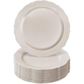 DISPOSABLE DINNERWARE SET, 20 Cake Plates (Vintage - Cream, 9")