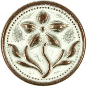 Bezelry 12 Pieces Gentianaceae Flower Metal Shank Buttons. 14mm (9/16 inch) (Gunmetal White Patina)