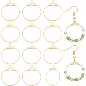 BENECREAT 36Pcs Real 18K Gold Plated Brass Hoop Earring Findings, Open Circle/Ring Brass Hoops Pendants for DIY Hoop Earrings Craft, 26x24x1.5mm in Saudi Arabia