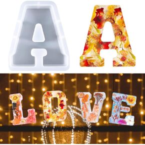 7-in Large Letter Mold for Resin, 26 Capital Letter Alphabet Epoxy Molds, A-Z Big Alphabet Mold for Making Cake Candle DIY Crystal Silicone Mold, 3D DIY Crystal Word Sign Mold for Party Home Decor (P)