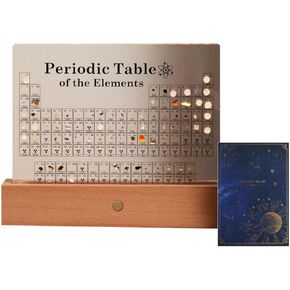 جدول دوري من فرانك مودي بعناصر حقيقية، عرض مخطط دوري اكريليك كريستالي مقلد مع اضواء LED ملونة وقاعدة لاسلكية، 83 عينة حقيقية، مخطط دوري 5.9 × 4.5 × 0.8 انش in Kuwait