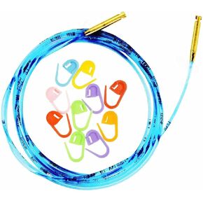 سلك Addi Click القابل للتبديل لـ 5 بوصات (13 سم) من الخيزران وخشب الزيتون بأطراف دائرية فعلية 14 بوصة (35 سم) تصنع إبرة 24 بوصة (60 سم) مجمعة مع 10 علامات غرز من Artsiga Crafts