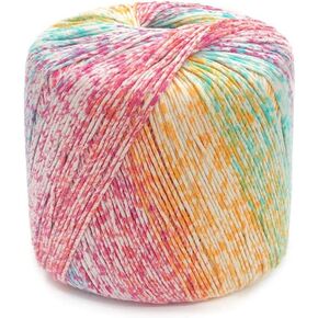 Rainbow Yarn 1 Roll 133M Color Rainbow Yarn Segment Dyed Gradient Cotton Yarn for Hand Knitting Crocheting (Light Rainbow) Yarn Bulk