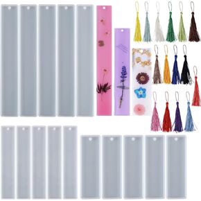 لوكسوين 15 قطعة من قوالب علامات مرجعية من الراتنج مع 15 قطعة من مجموعة علامات مرجعية، قالب مستطيل من السيليكون مقاس L/M/S لصنع العلامات المرجعية والحرف اليدوية in Kuwait