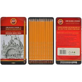 Koh-I-Noor Toison d'Or Graphite Pencil Artist Set, 8B-2H Degrees, 12 Pencils Per Tin, 1 Each (FA1502/11.12) in Saudi Arabia